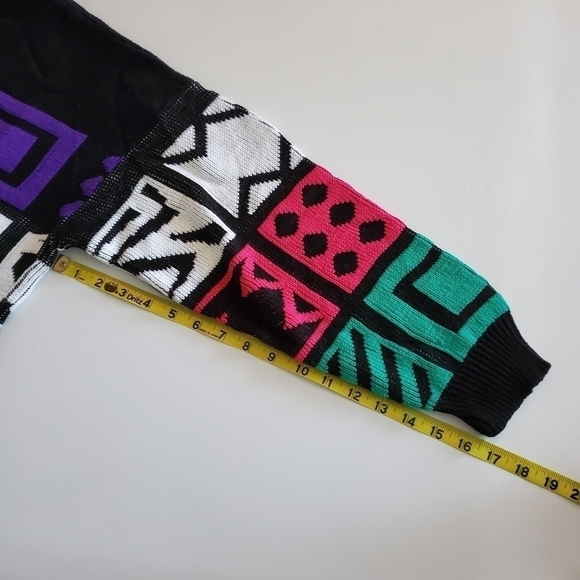 BA02 * Katie Color Block Sweater Black Purple Size Unknown Vintage 80s - Picture 7 of 7